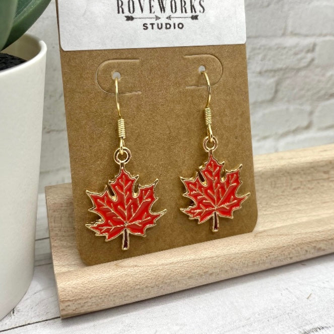 Red MAPLE LEAF Canadian Earrings