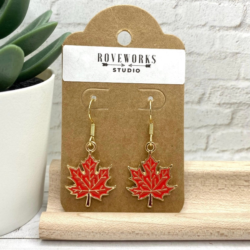 Red MAPLE LEAF Canadian Earrings