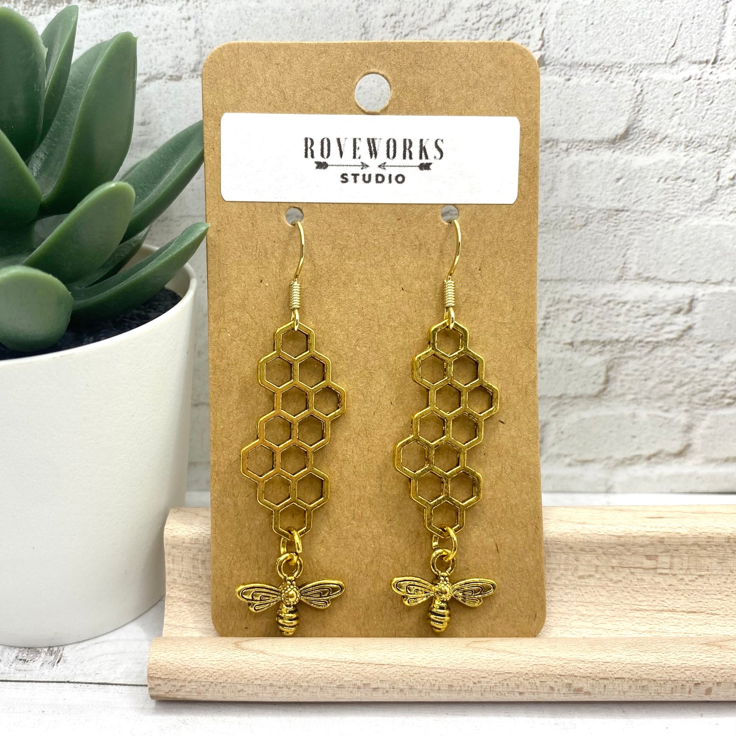 Long BEES and HONEYCOMBS Earrings