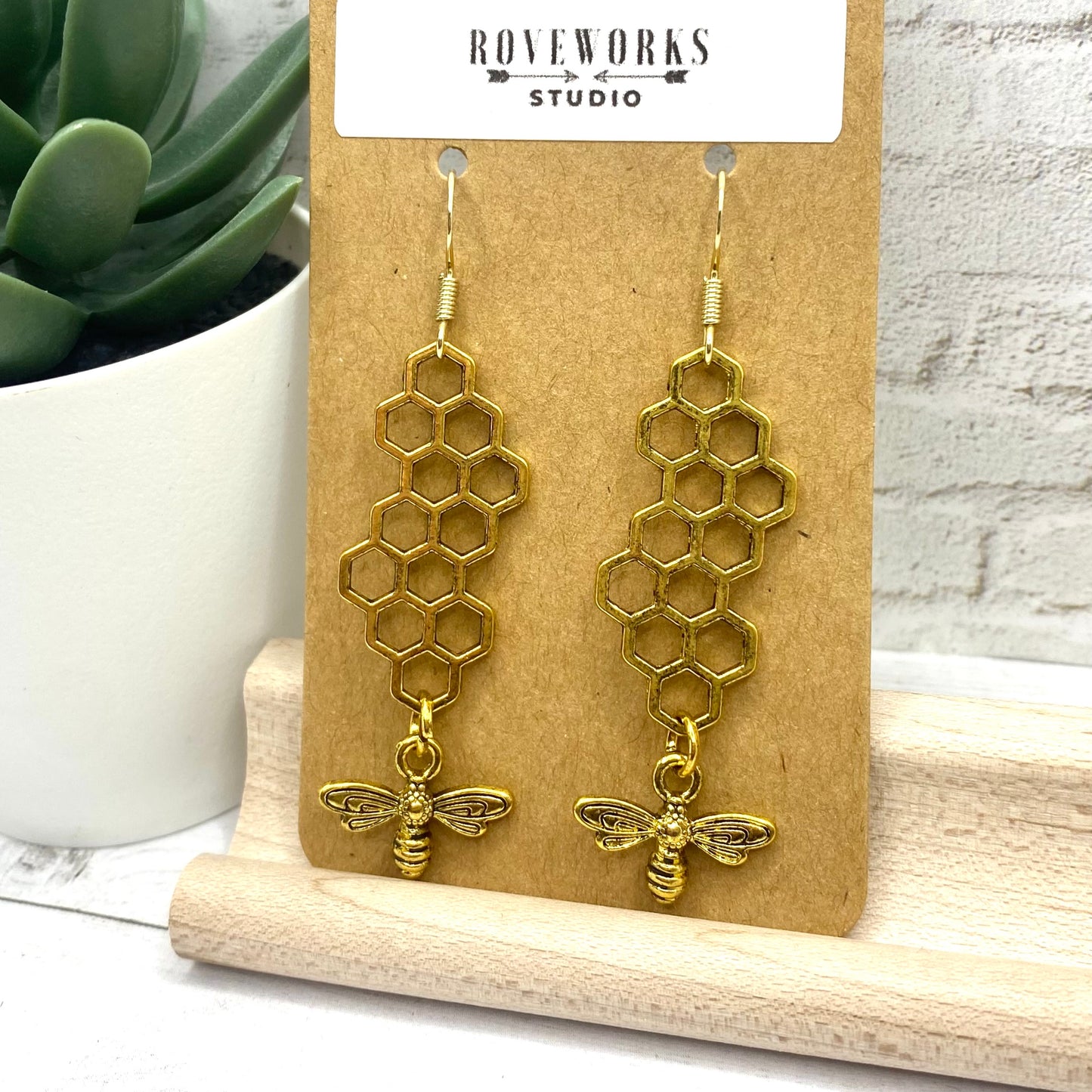 Long BEES and HONEYCOMBS Earrings