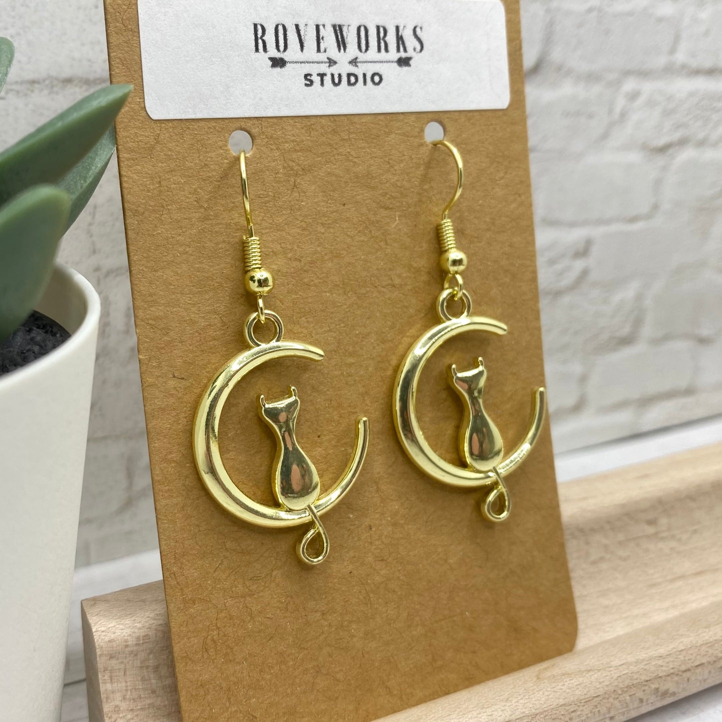 CRESCENT MOON CAT Earrings
