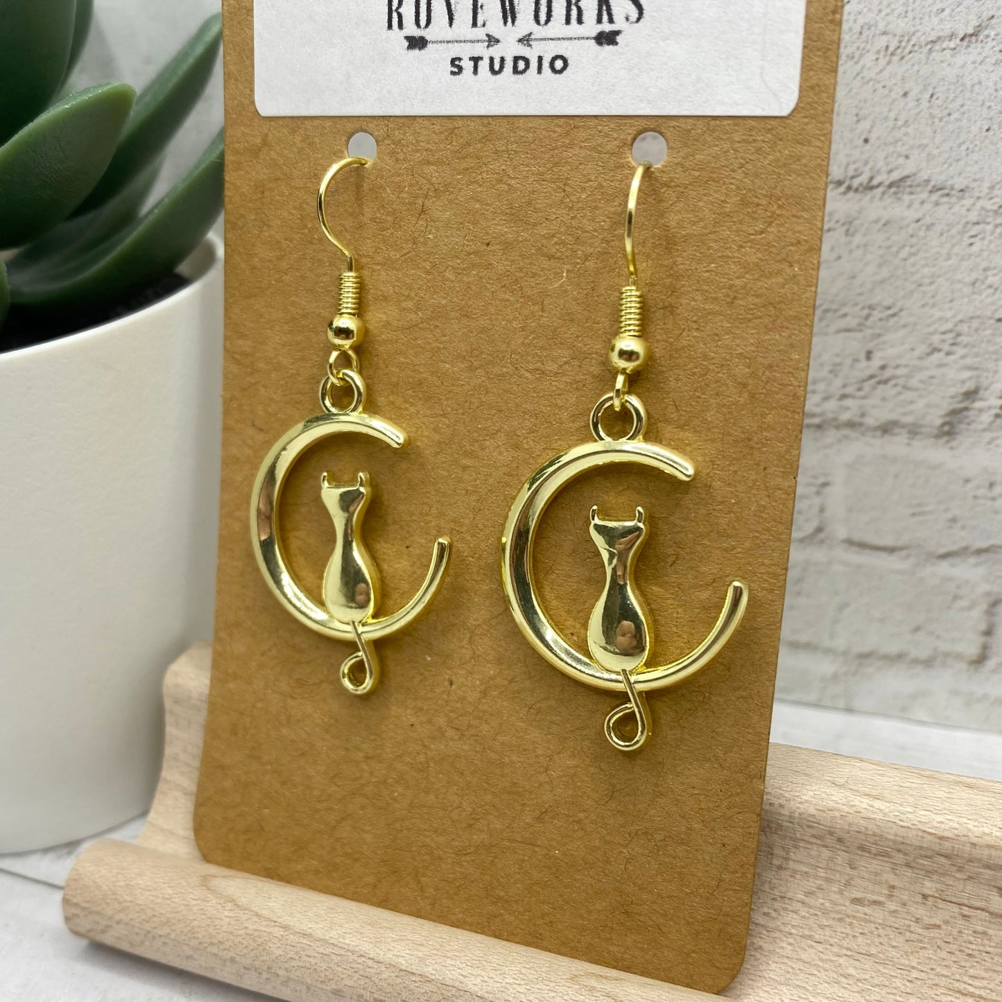 CRESCENT MOON CAT Earrings