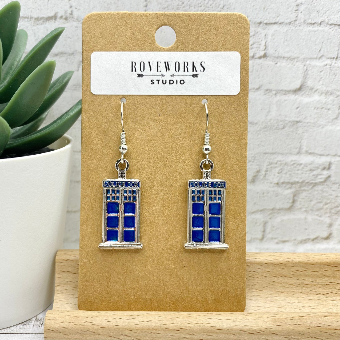 POLICE BOX Tardis Earrings