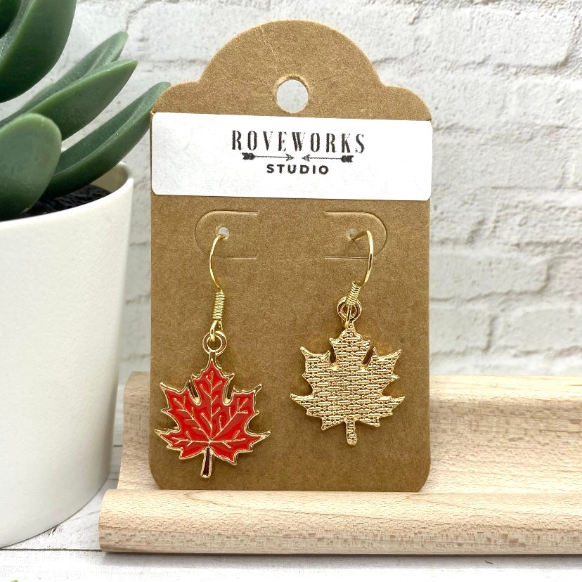 Red MAPLE LEAF Canadian Earrings