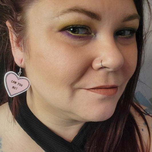CAN YOU NOT Heart Earrings