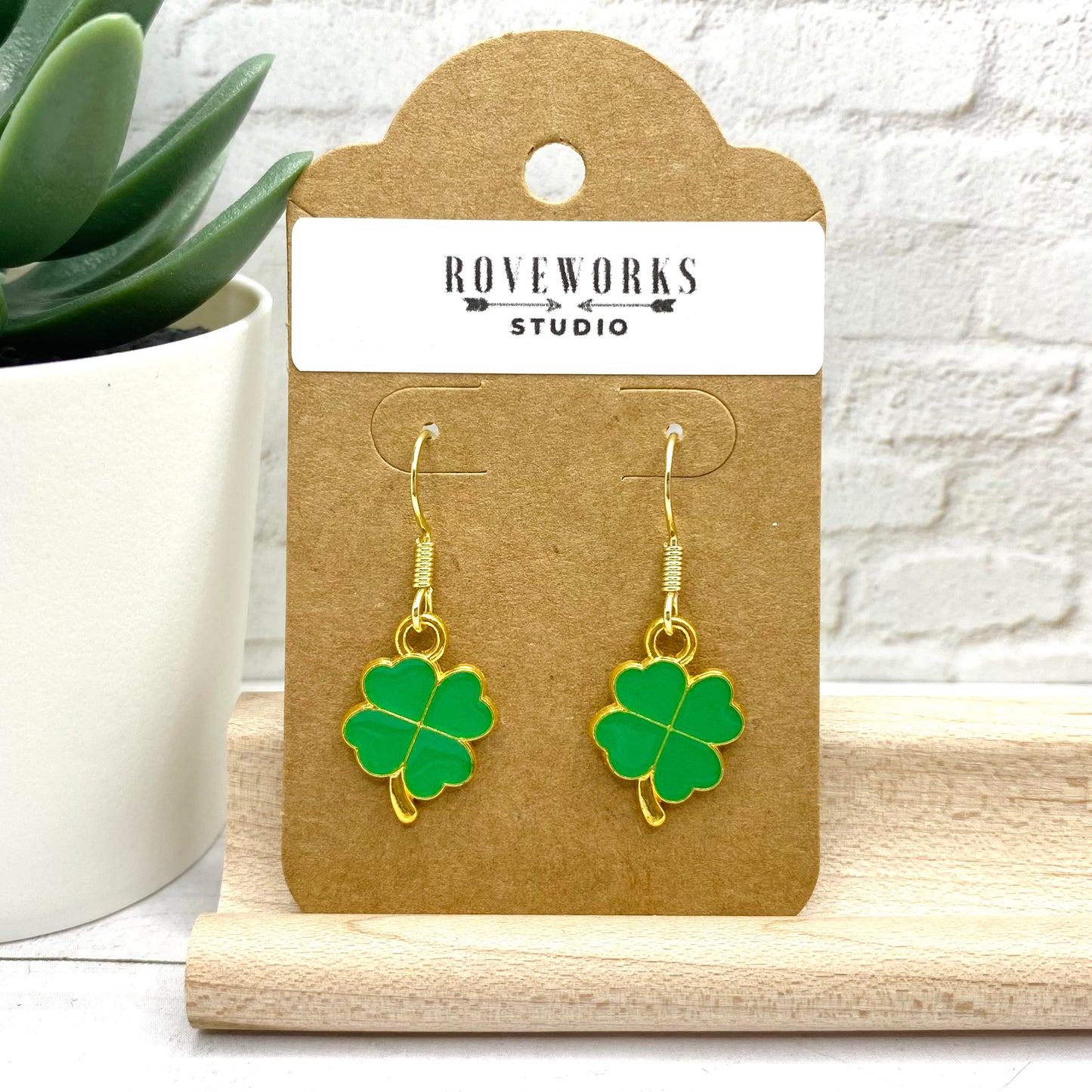 Green 4 LEAF CLOVER Earrings