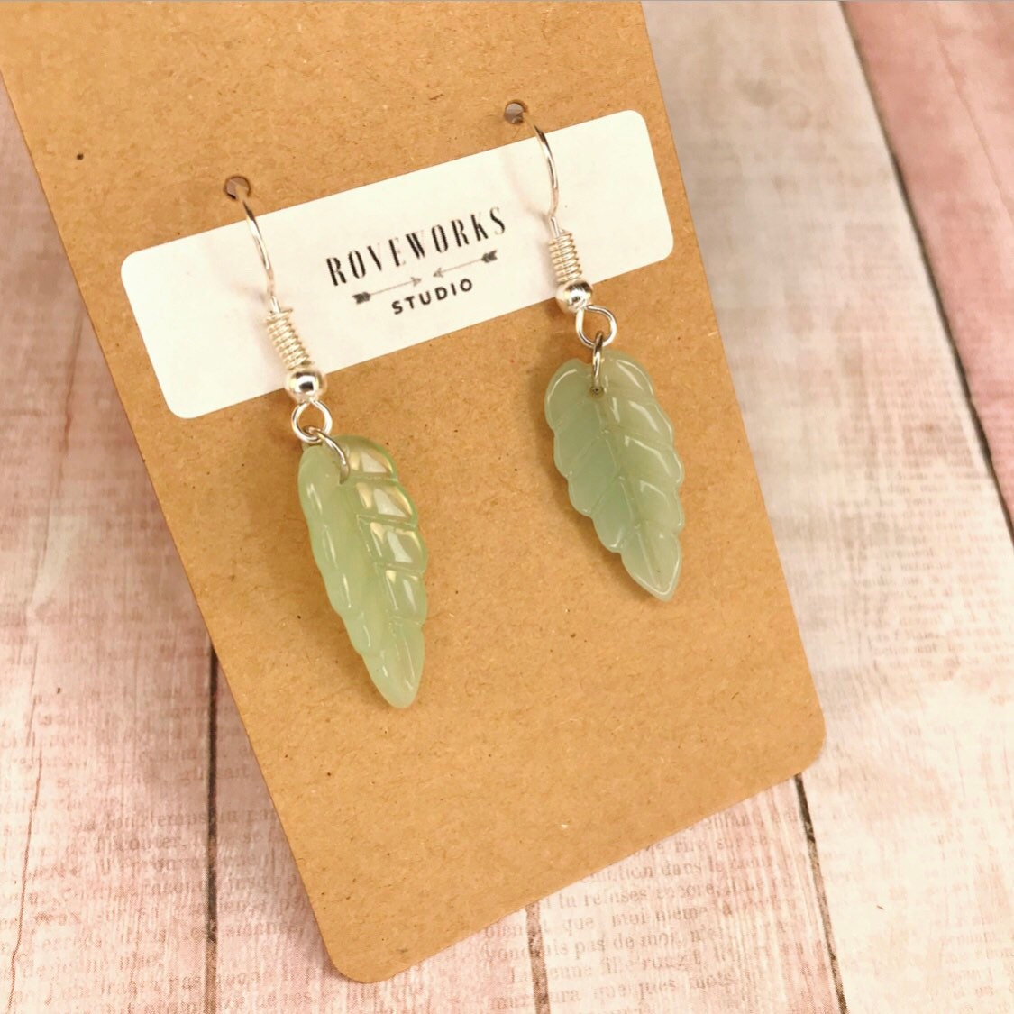 Light Green LEAF EARRINGS