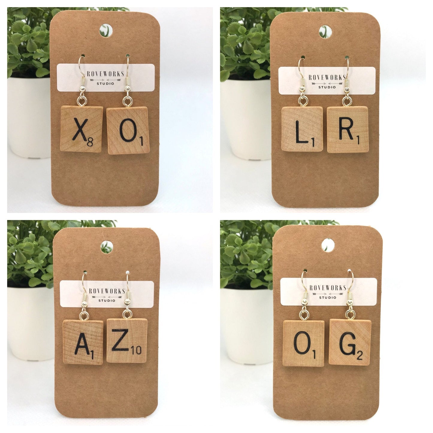 SCRABBLE TILE Word Earrings