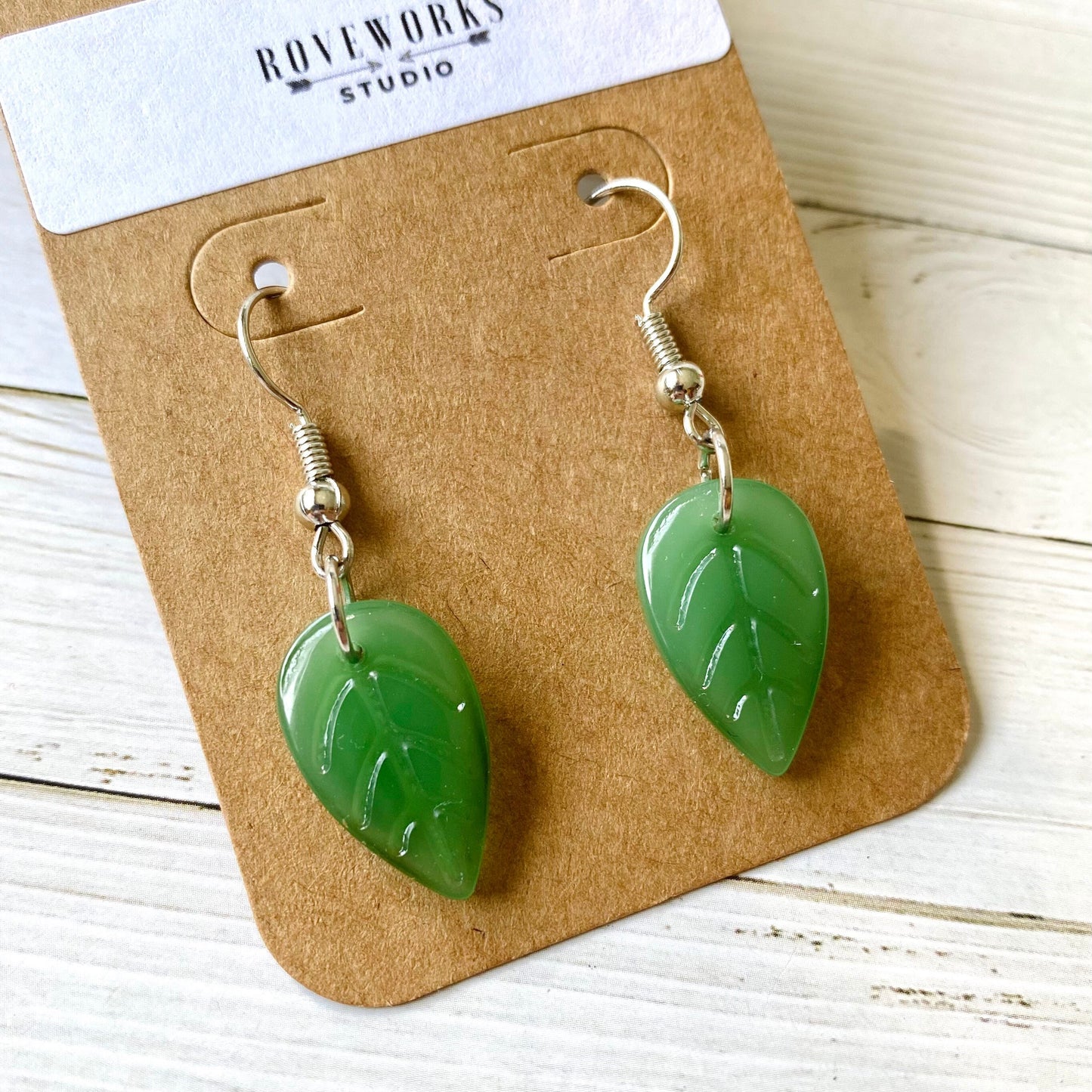 Small Green LEAF EARRINGS