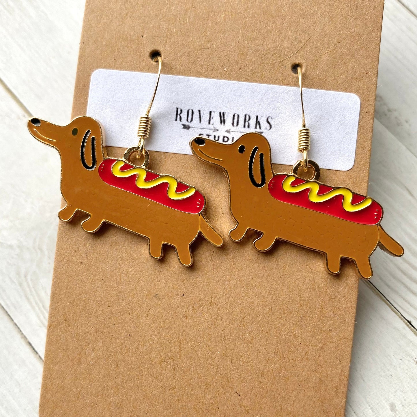 HOTDOG Wiener Dog Earrings