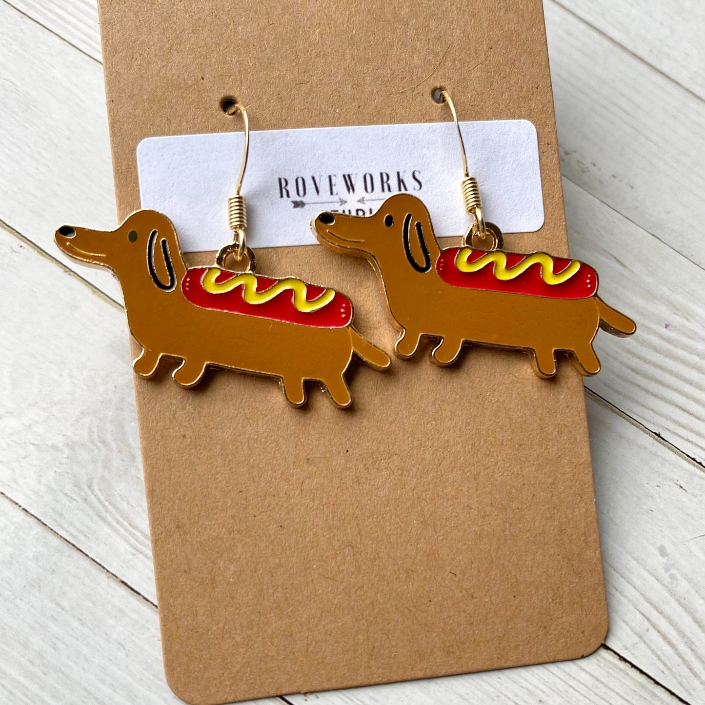 HOTDOG Wiener Dog Earrings
