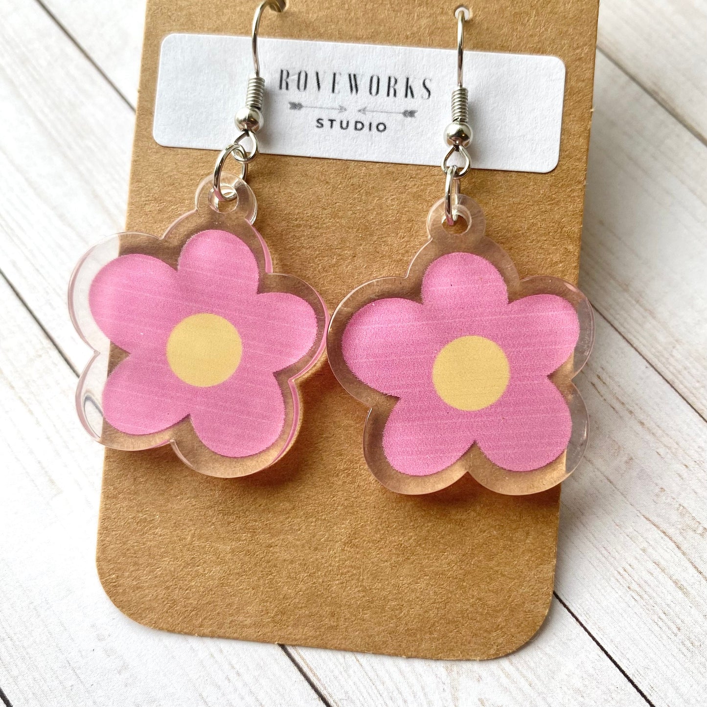 PINK DAISY Acrylic Earrings