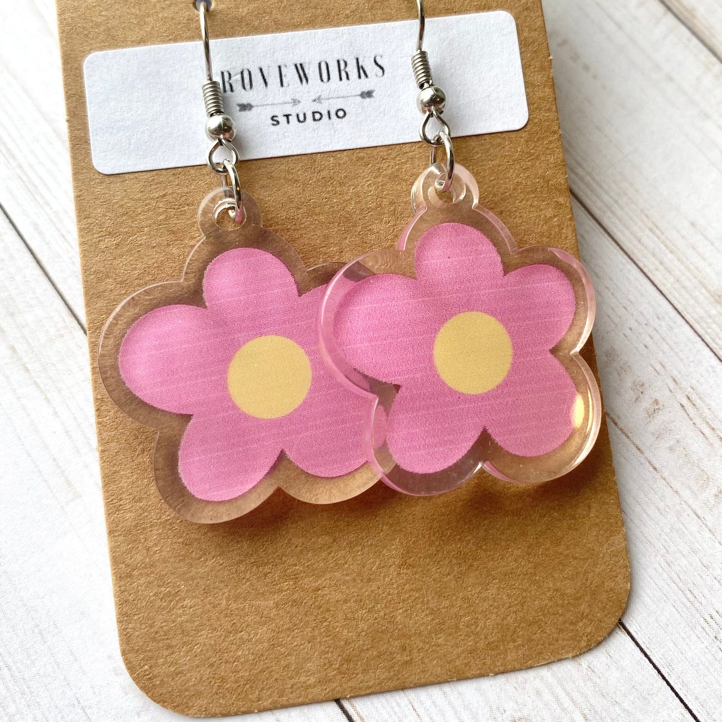 PINK DAISY Acrylic Earrings