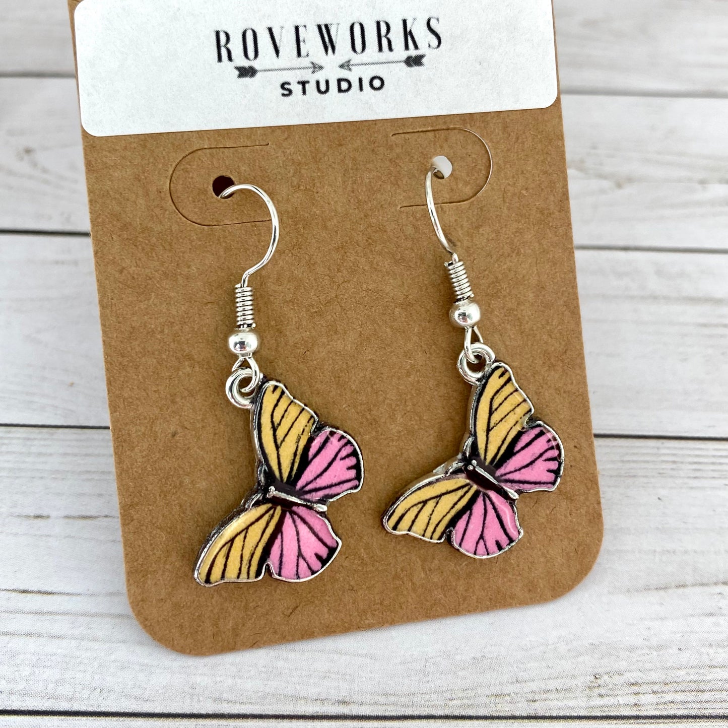 Pink & Brown BUTTERFLY EARRINGS