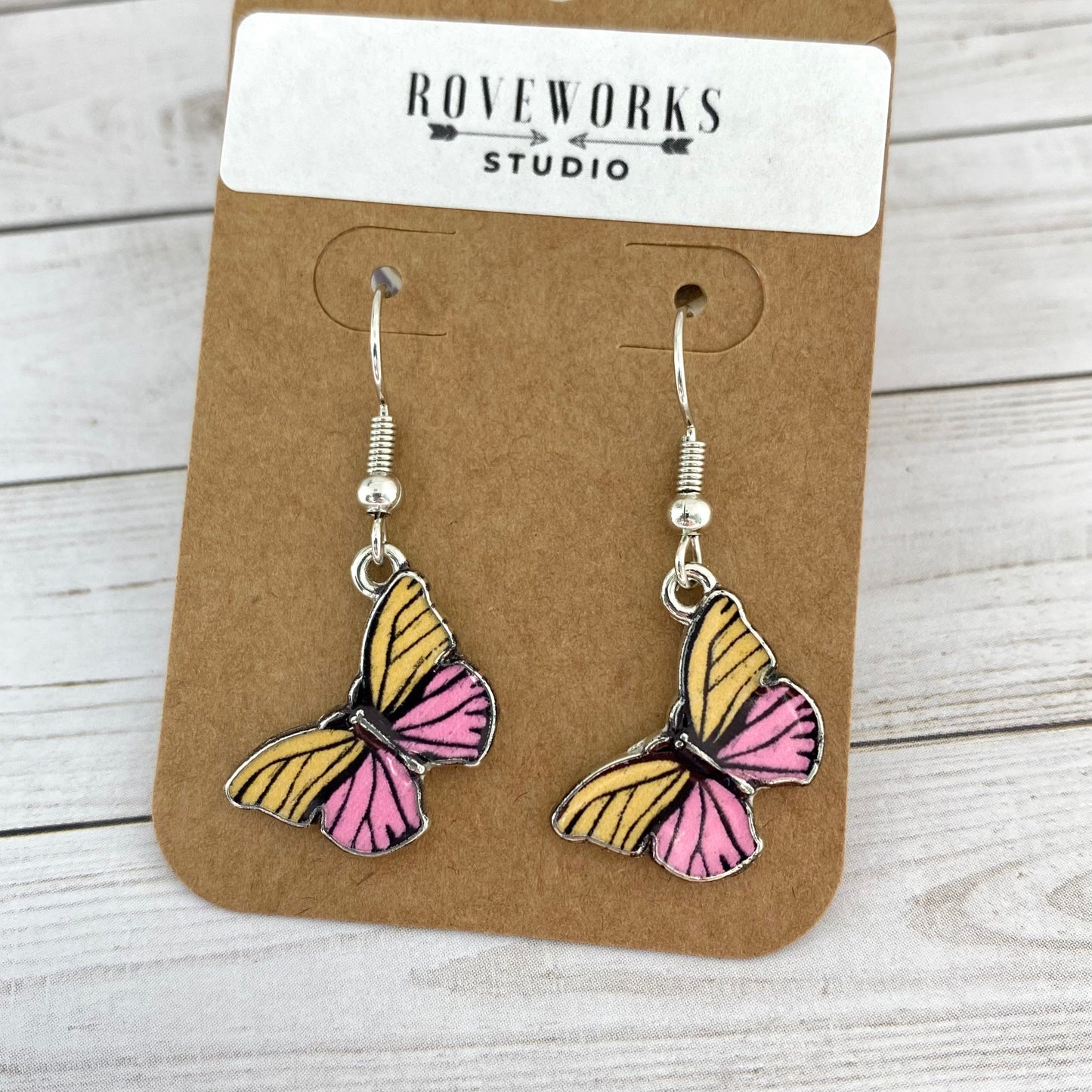 Pink & Brown BUTTERFLY EARRINGS