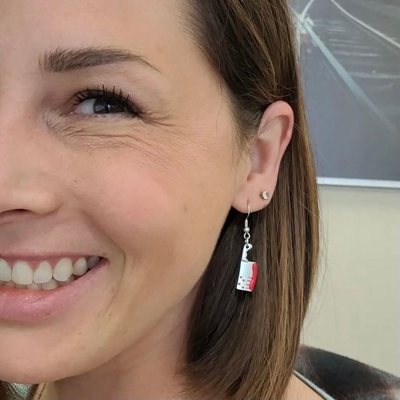 Bloody CLEAVER Knife Earrings