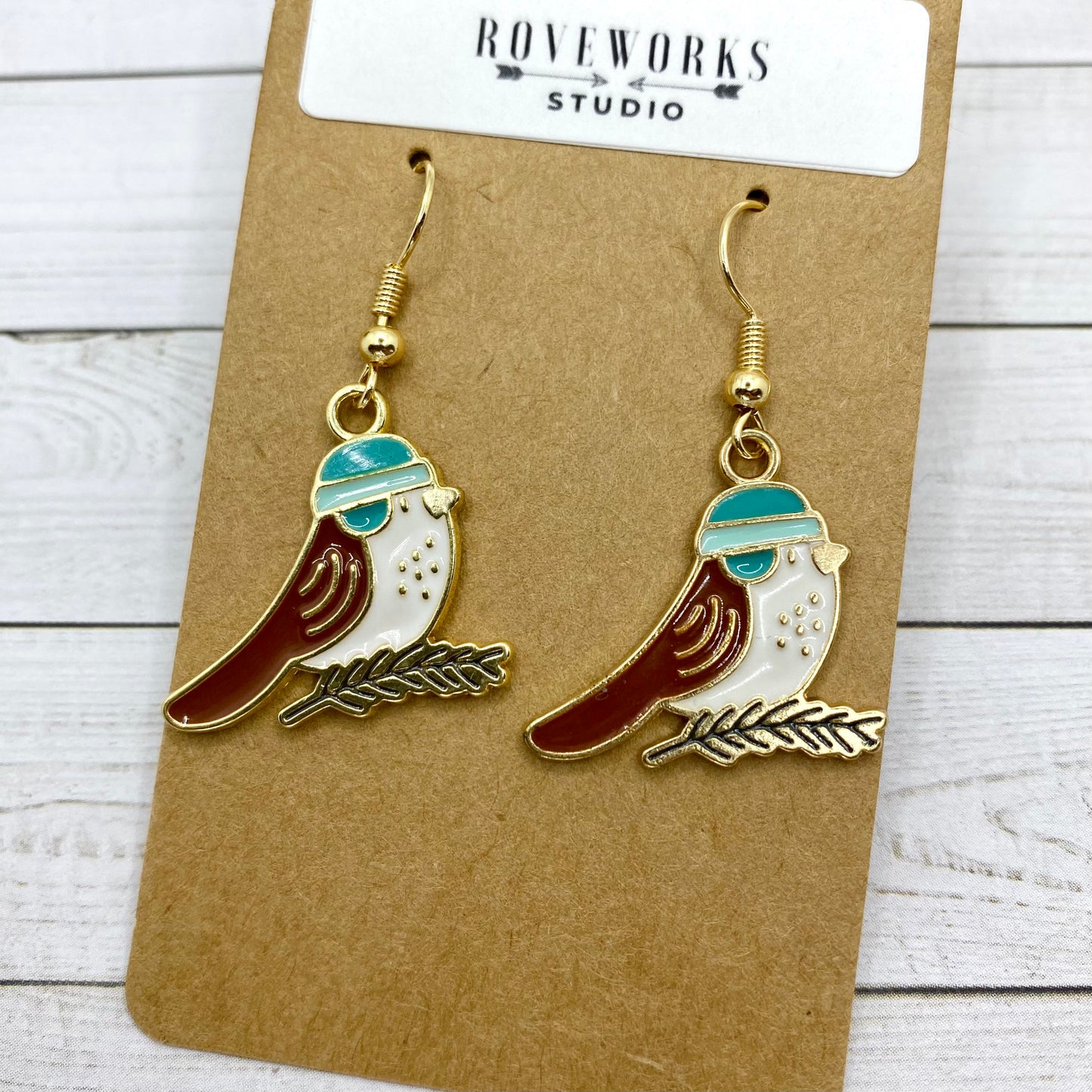 WINTER BIRD With a Hat Earrings