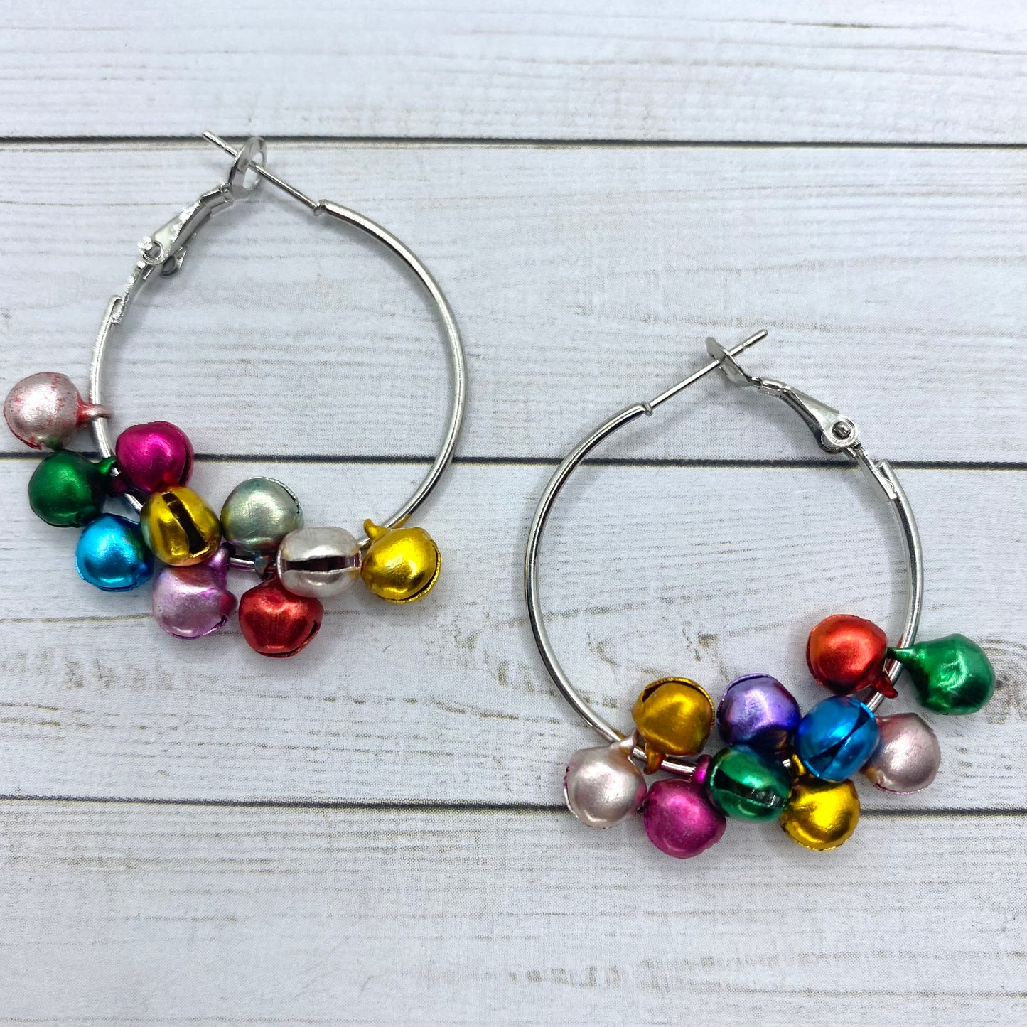 Mini CHRISTMAS BELLS On Hoops Earrings