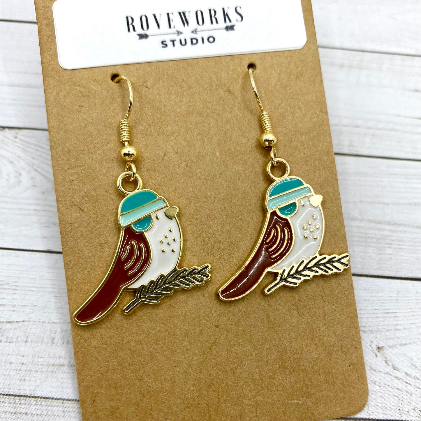 WINTER BIRD With a Hat Earrings
