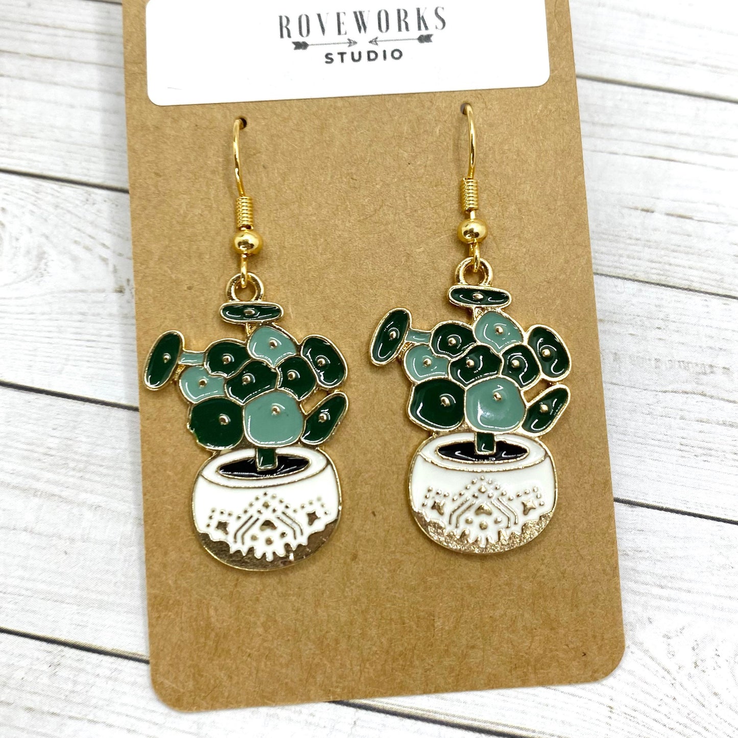 POTTED PLANT Earrings - Pilea Peperomioides