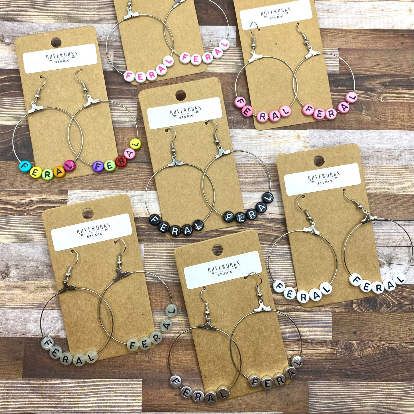 FERAL Word Earrings