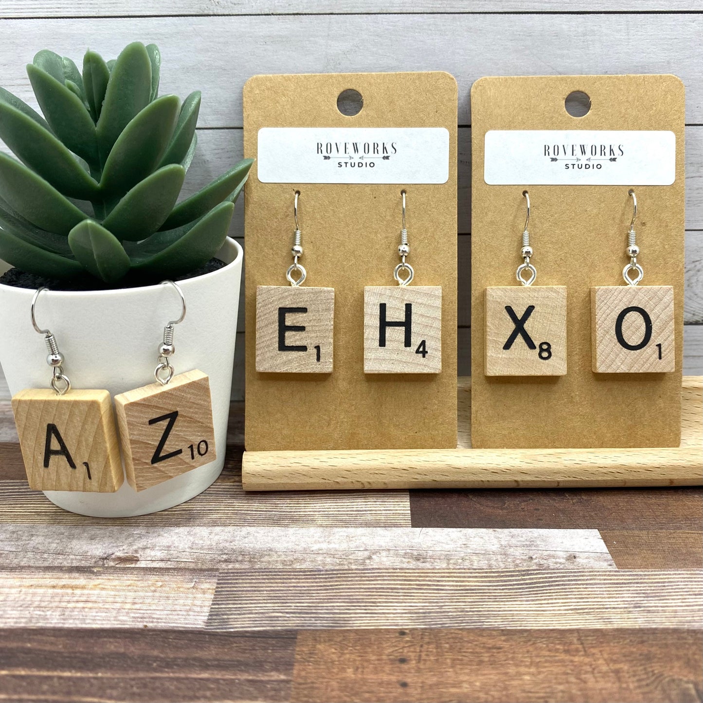 SCRABBLE TILE Word Earrings
