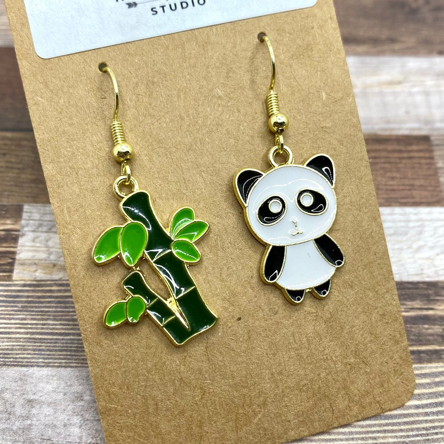 PANDA & BAMBOO Mismatched Earrings