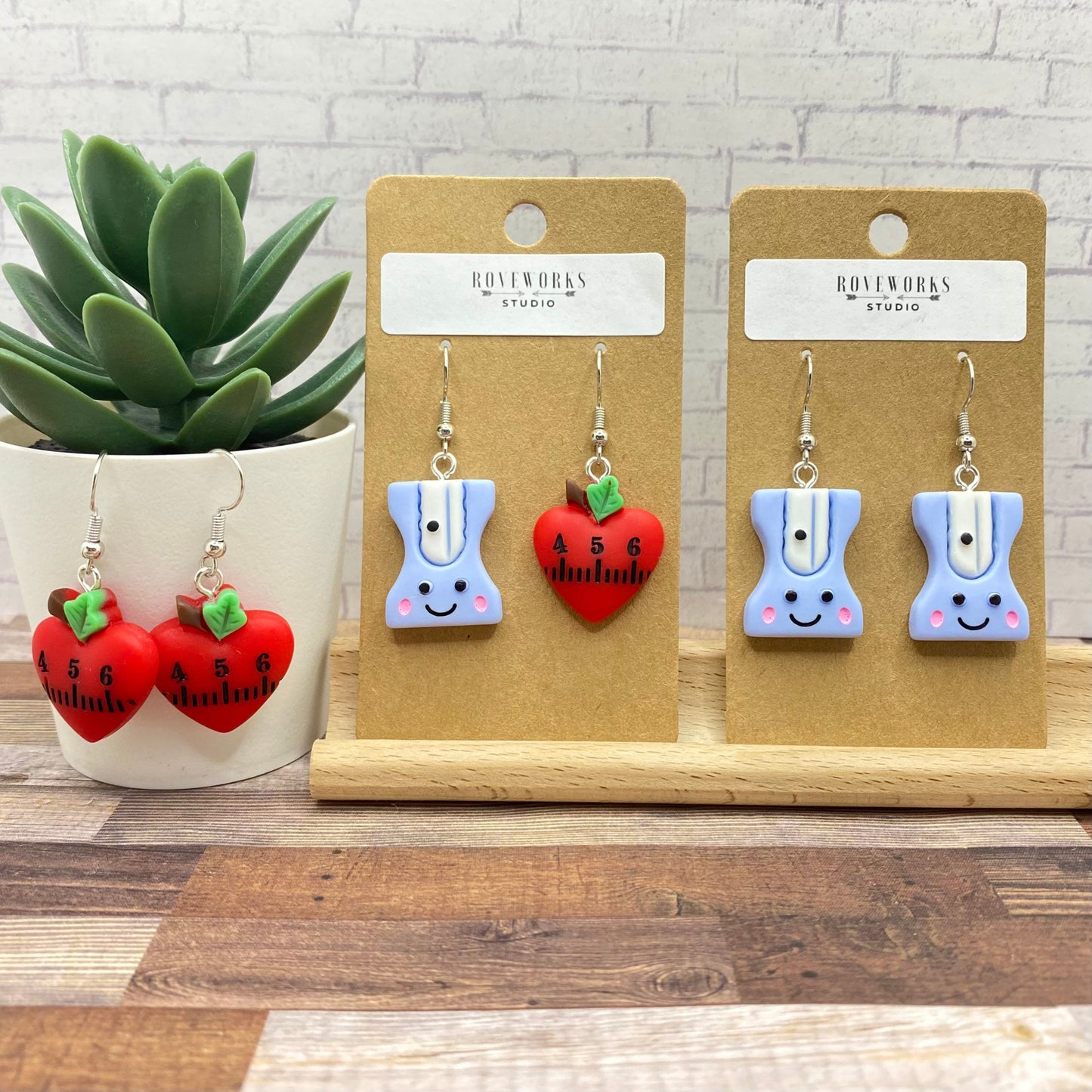 TEACHER Mismatched Earrings - Pencil Sharpener & Apple Ruler