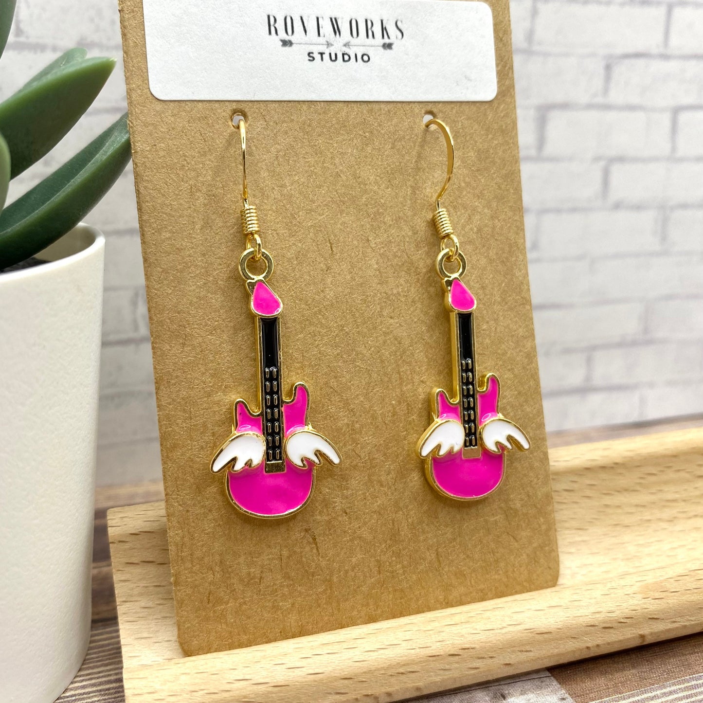 Pink GUITAR Earrings