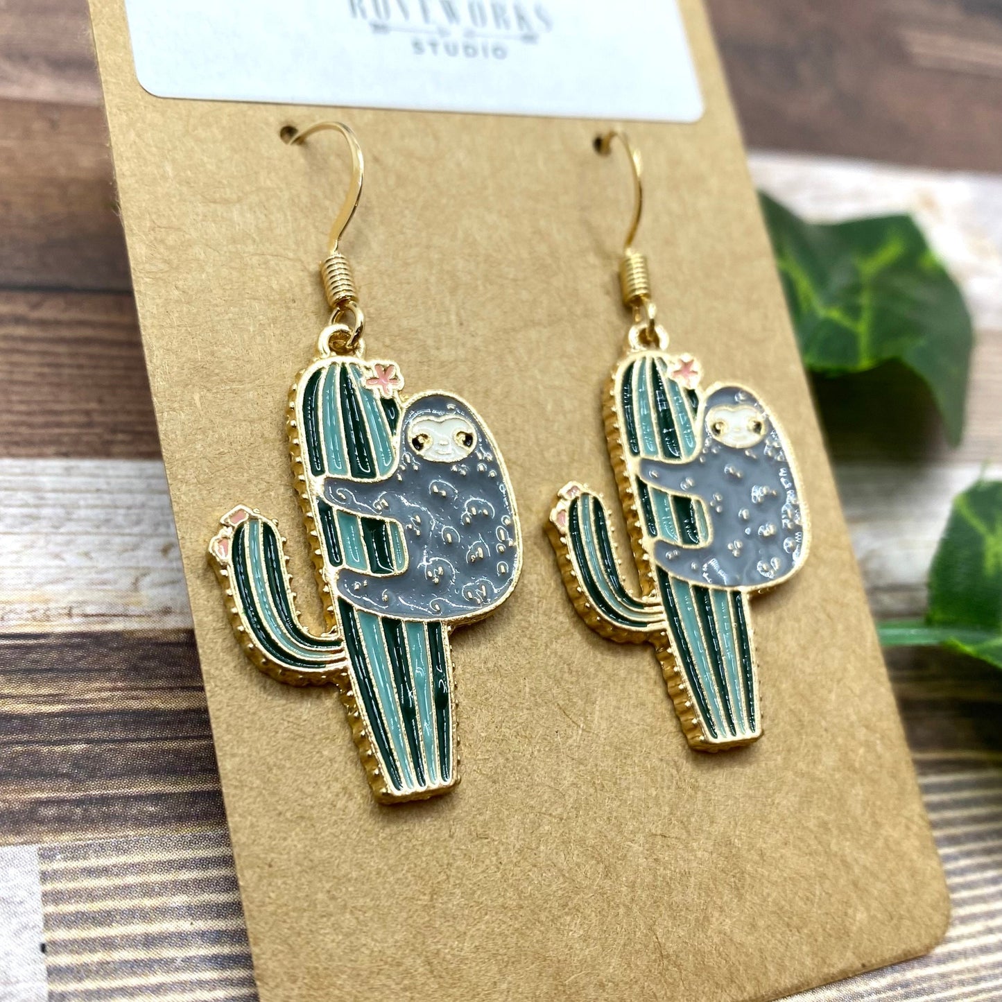 SLOTH ON A CACTUS Earrings