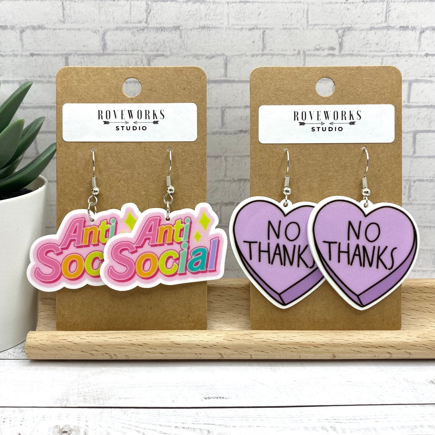 ANTI SOCIAL and No Thanks Earrings