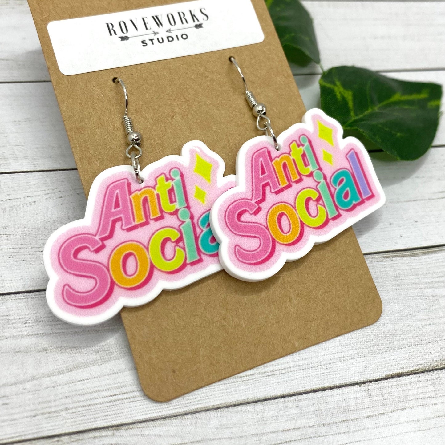 ANTI SOCIAL and No Thanks Earrings