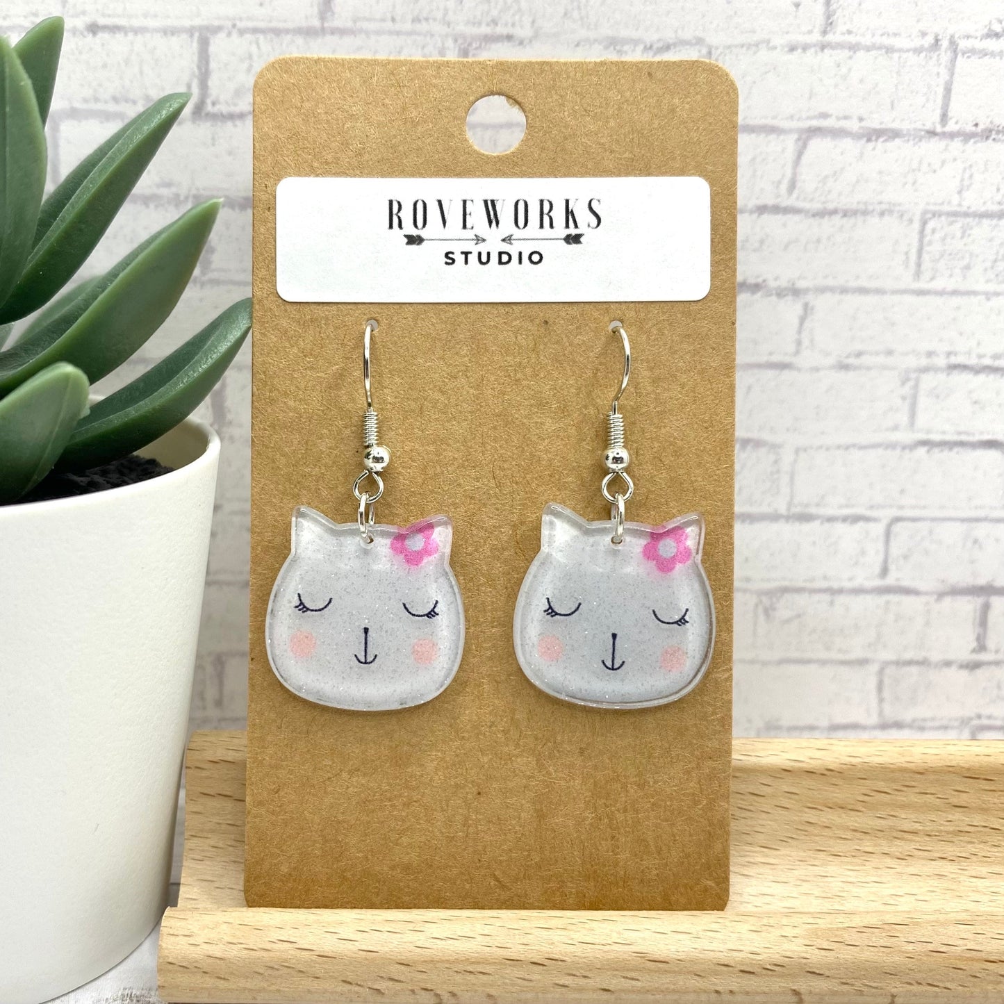 Sparkly SLEEPY CAT Earrings