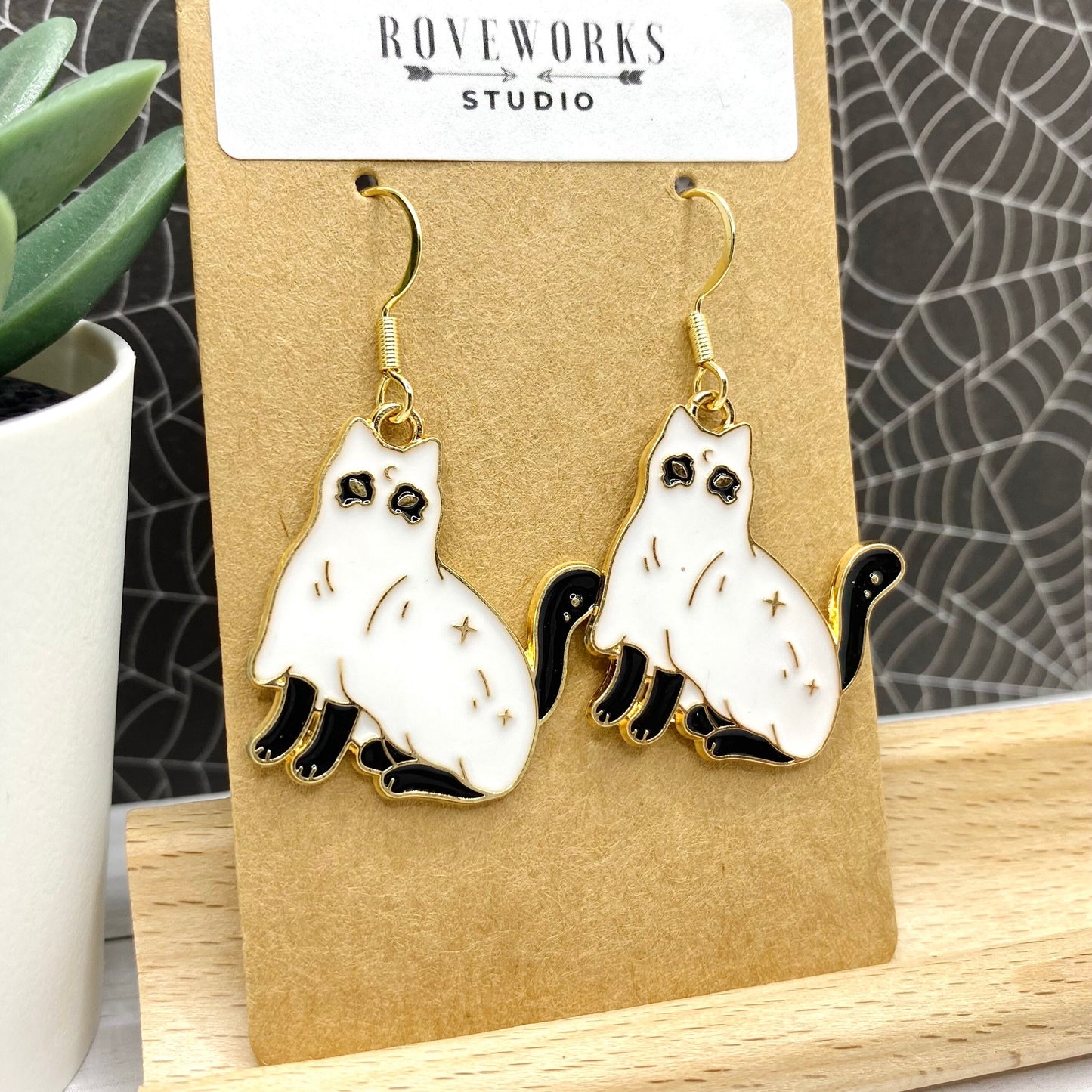 GHOST CAT Halloween Earrings