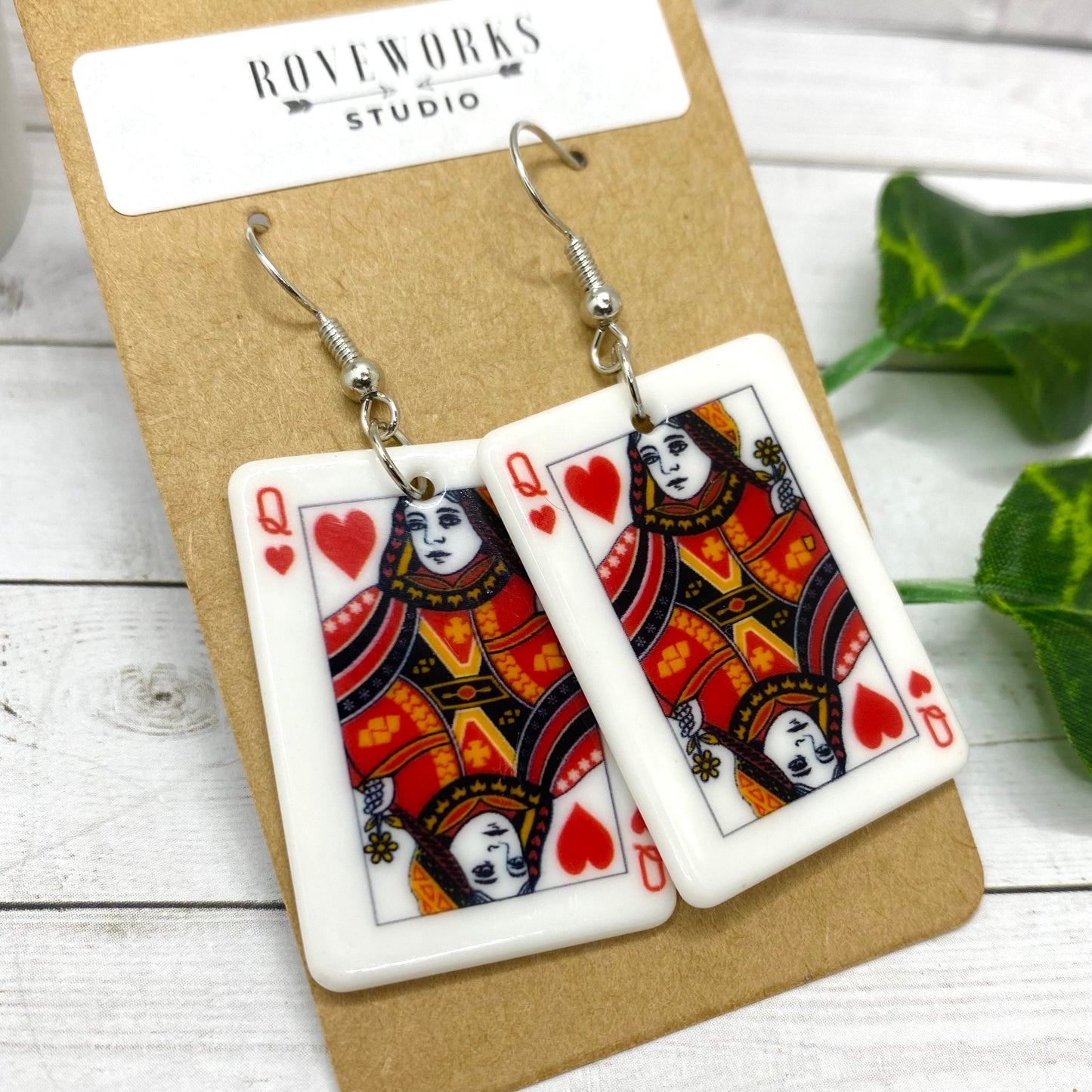 PLAYING CARD Earrings - Joker & Queen of Hearts
