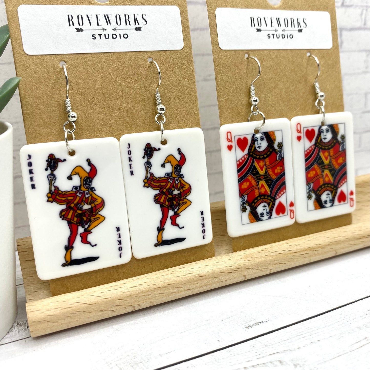 PLAYING CARD Earrings - Joker & Queen of Hearts