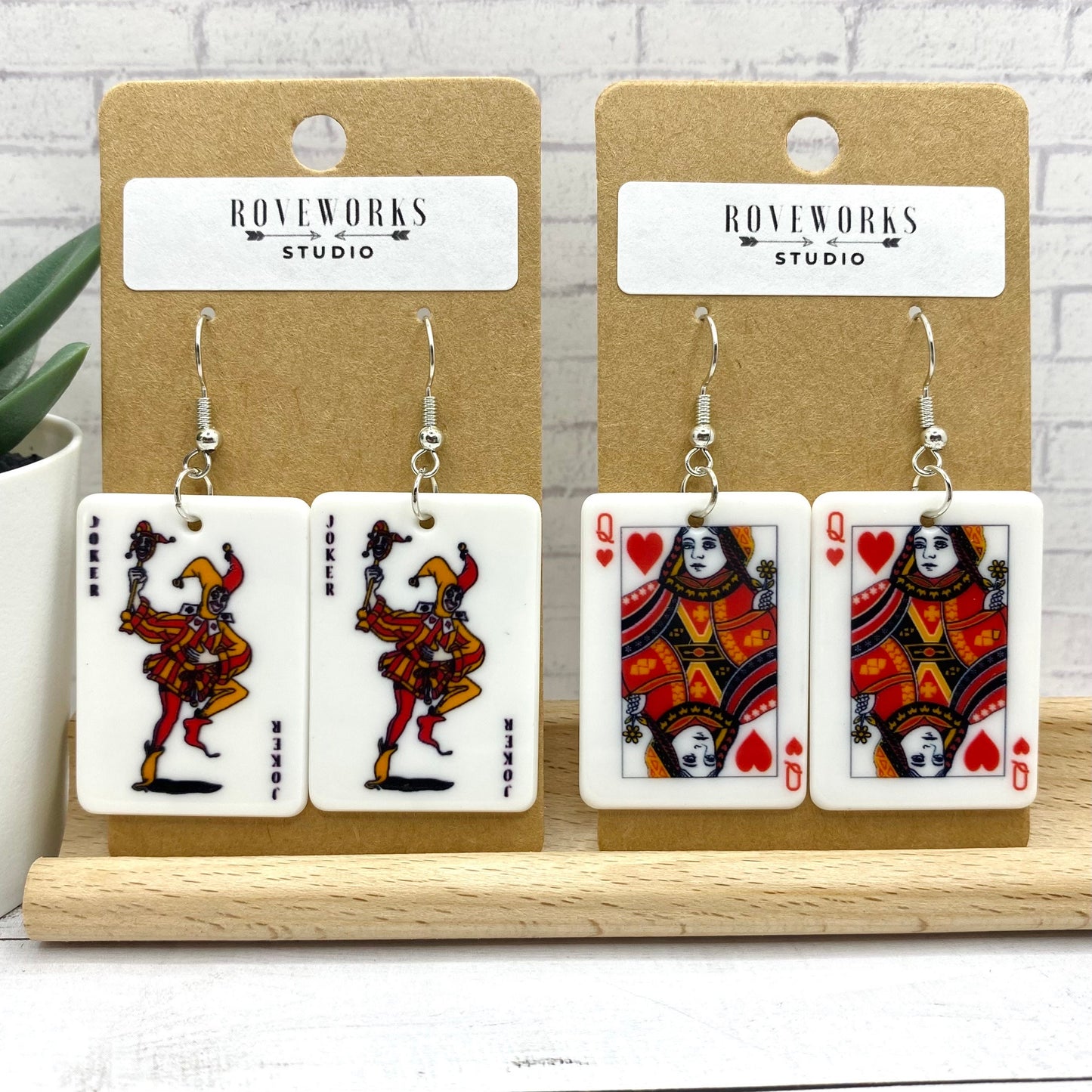 PLAYING CARD Earrings - Joker & Queen of Hearts