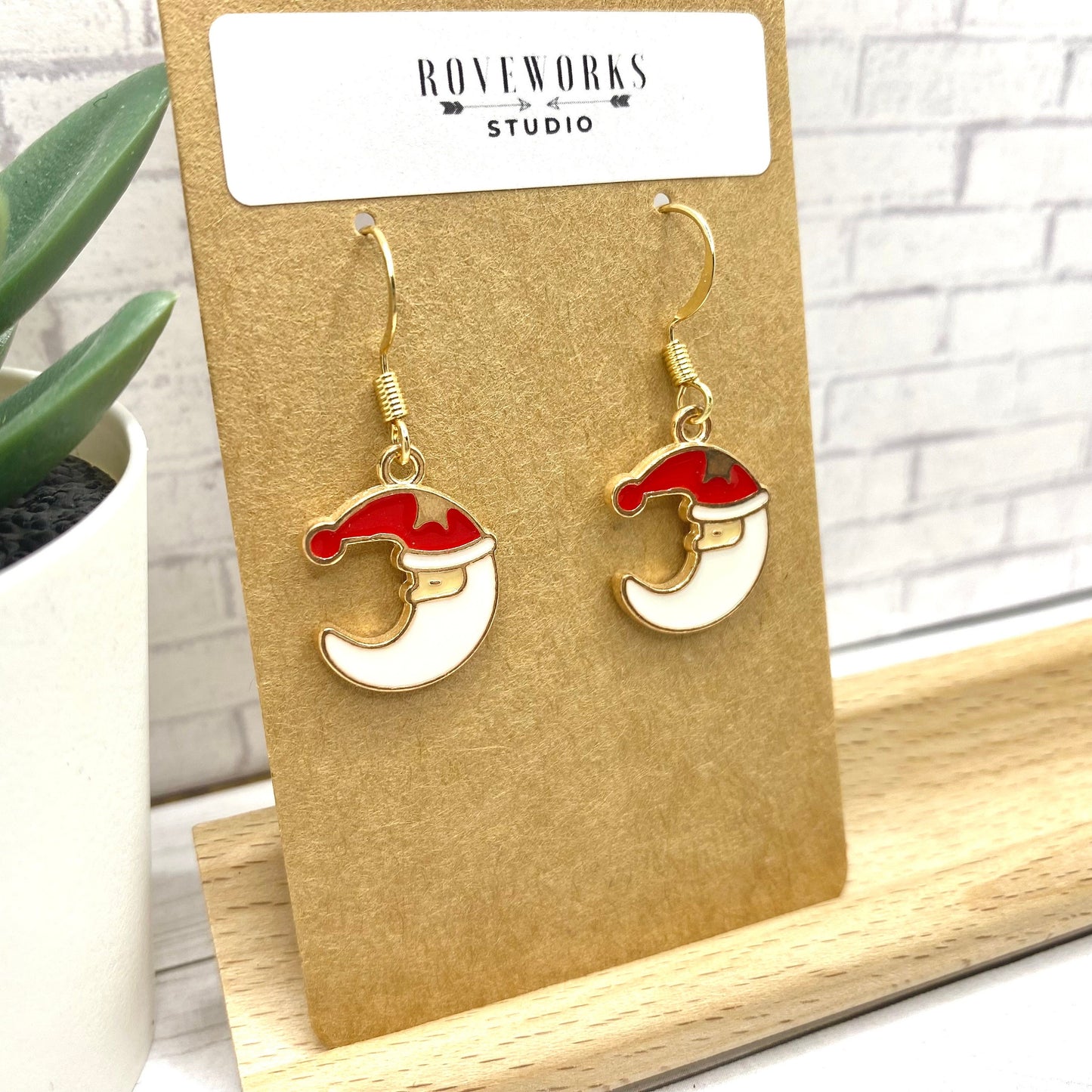 SANTA HAT MOONS Christmas Earrings