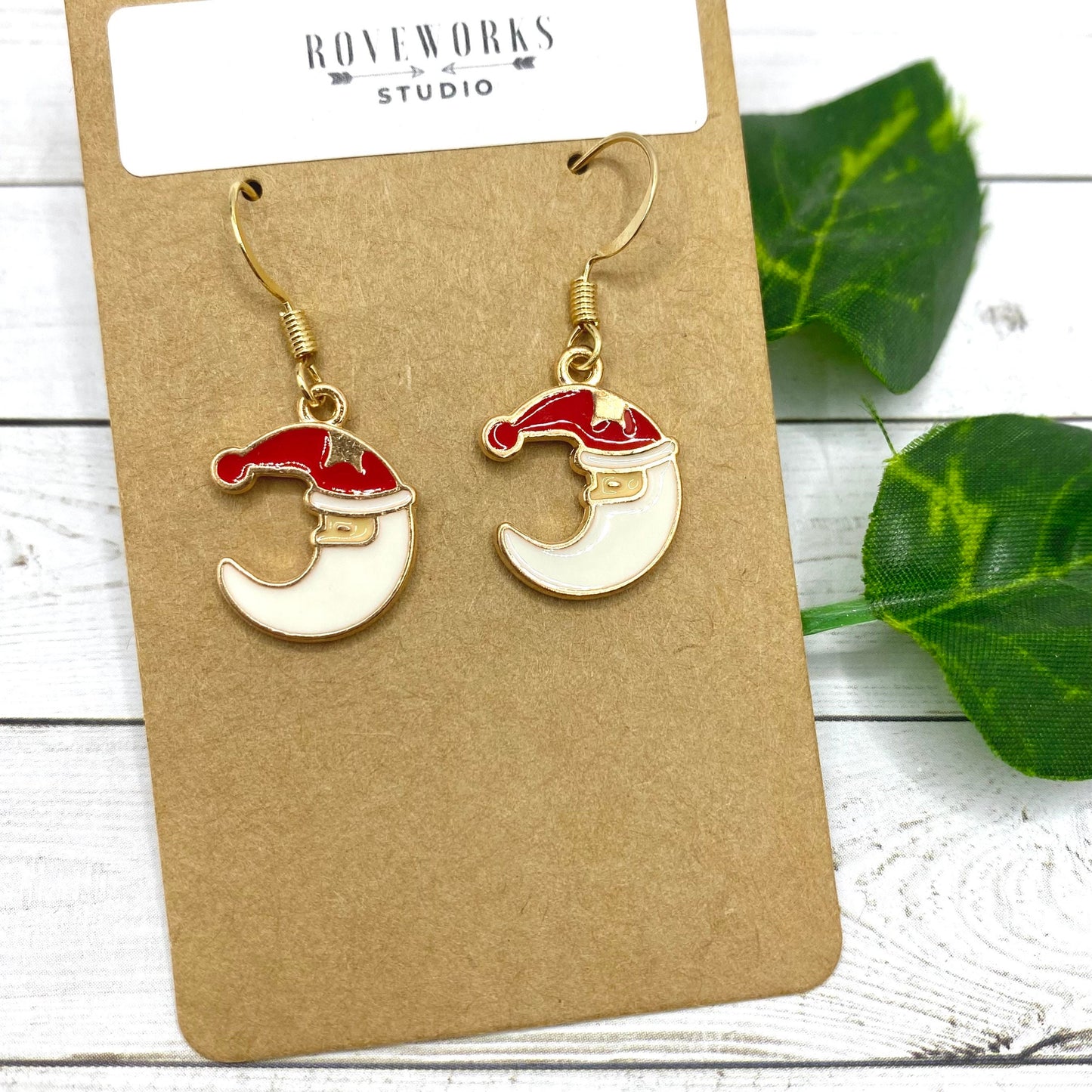 SANTA HAT MOONS Christmas Earrings