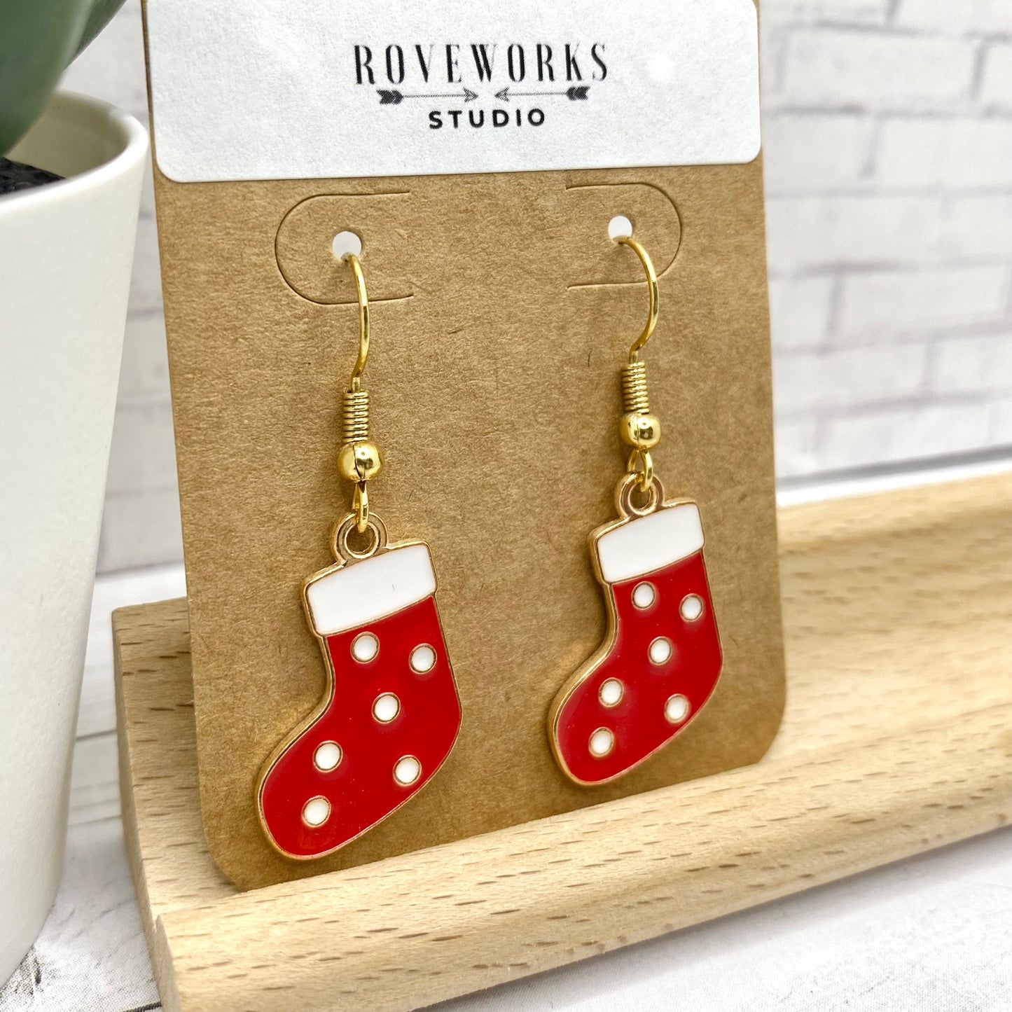 Polkadot CHRISTMAS STOCKING Earrings