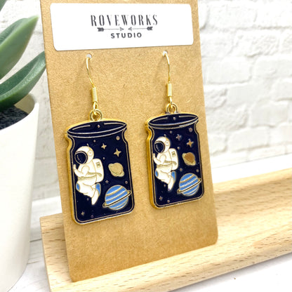 ASTRONAUT & PLANETS In Jars Earrings