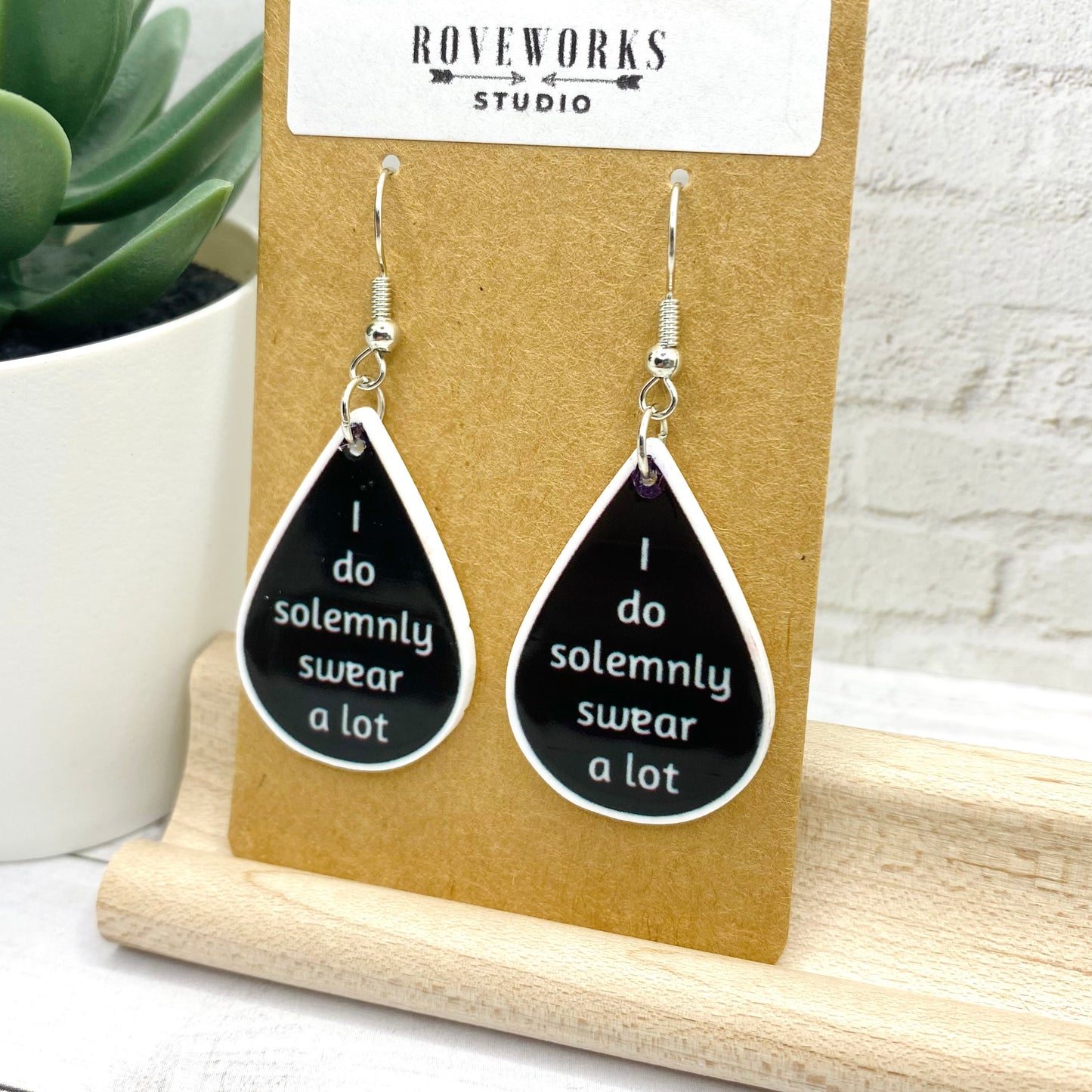 SWEARY Funny Saying Teardrop Earrings