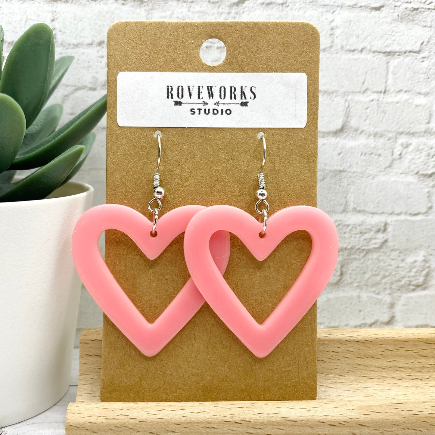 Big Pink HEART Outline Earrings