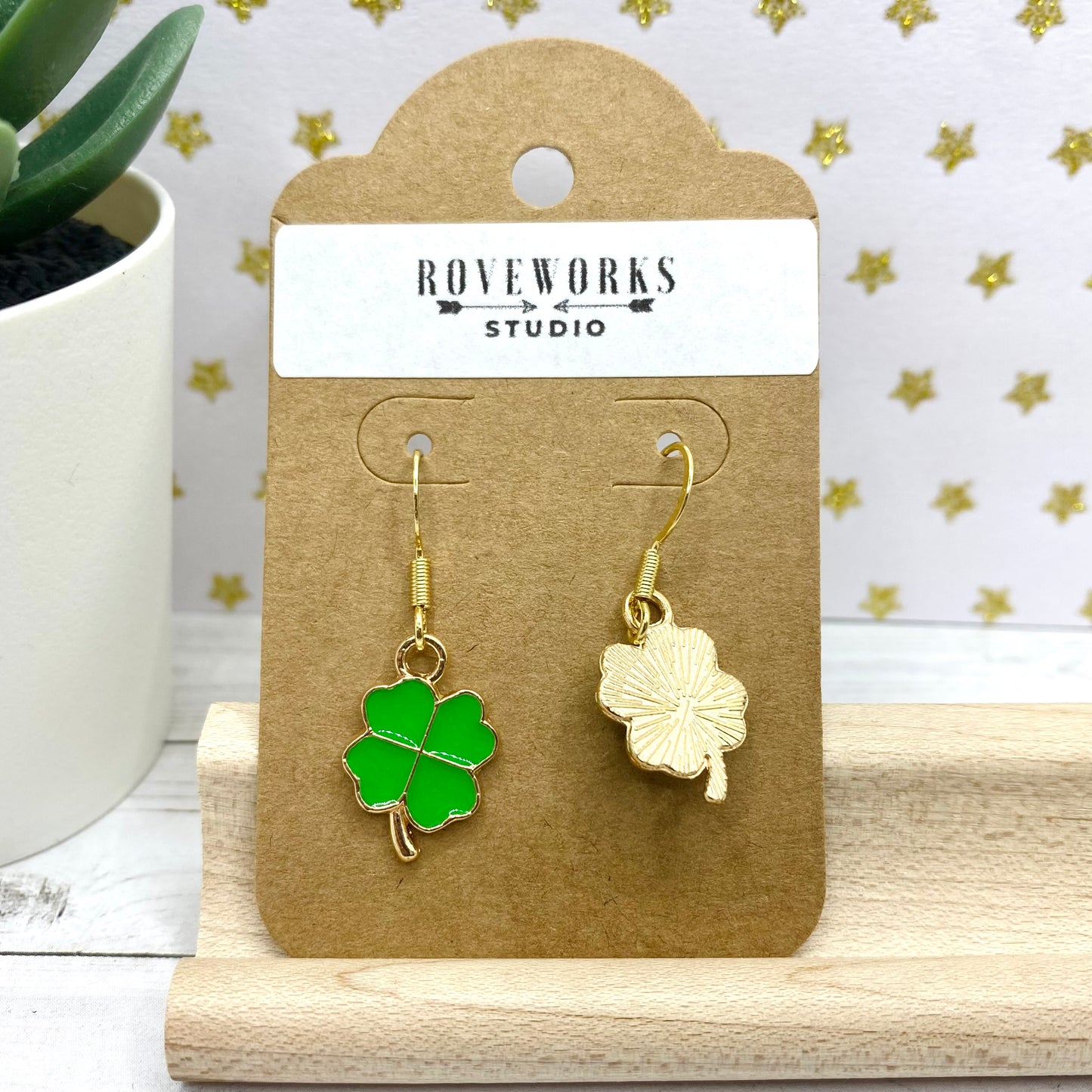 Green 4 LEAF CLOVER Earrings