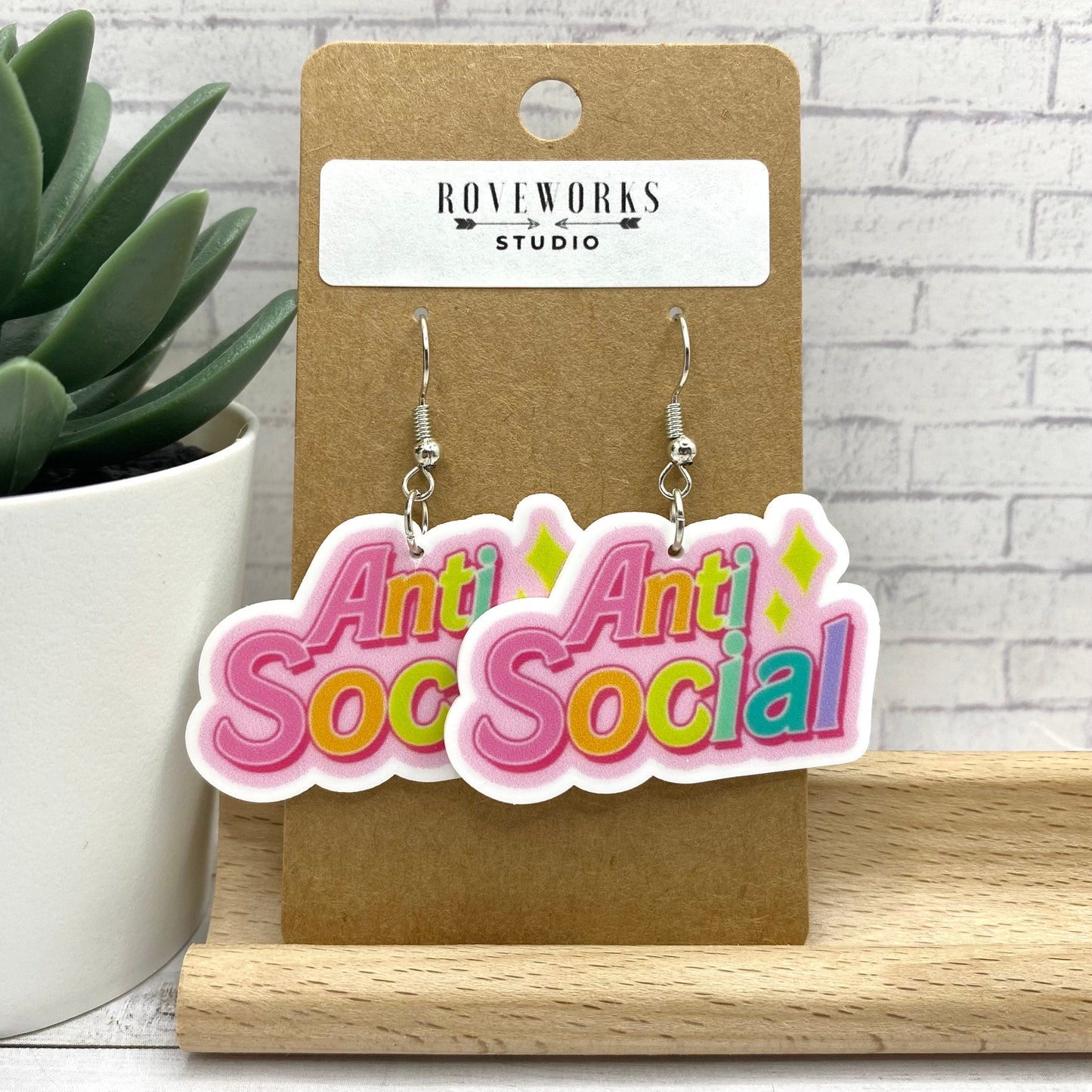 ANTI SOCIAL and No Thanks Earrings