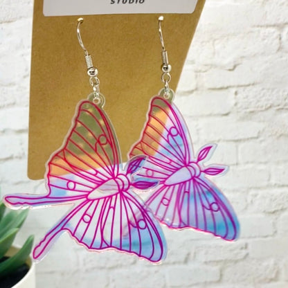 Oversized Iridescent MOTH EARRINGS