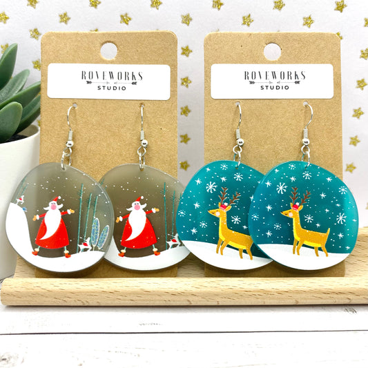 Big SANTA & REINDEER Christmas Earrings