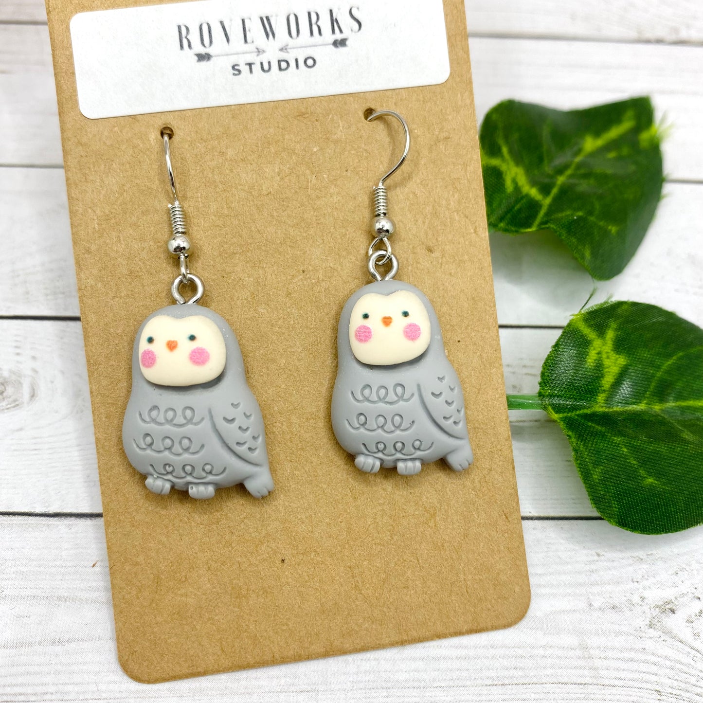 GRAY OWL Earrings