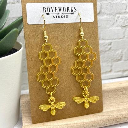 Long BEES and HONEYCOMBS Earrings