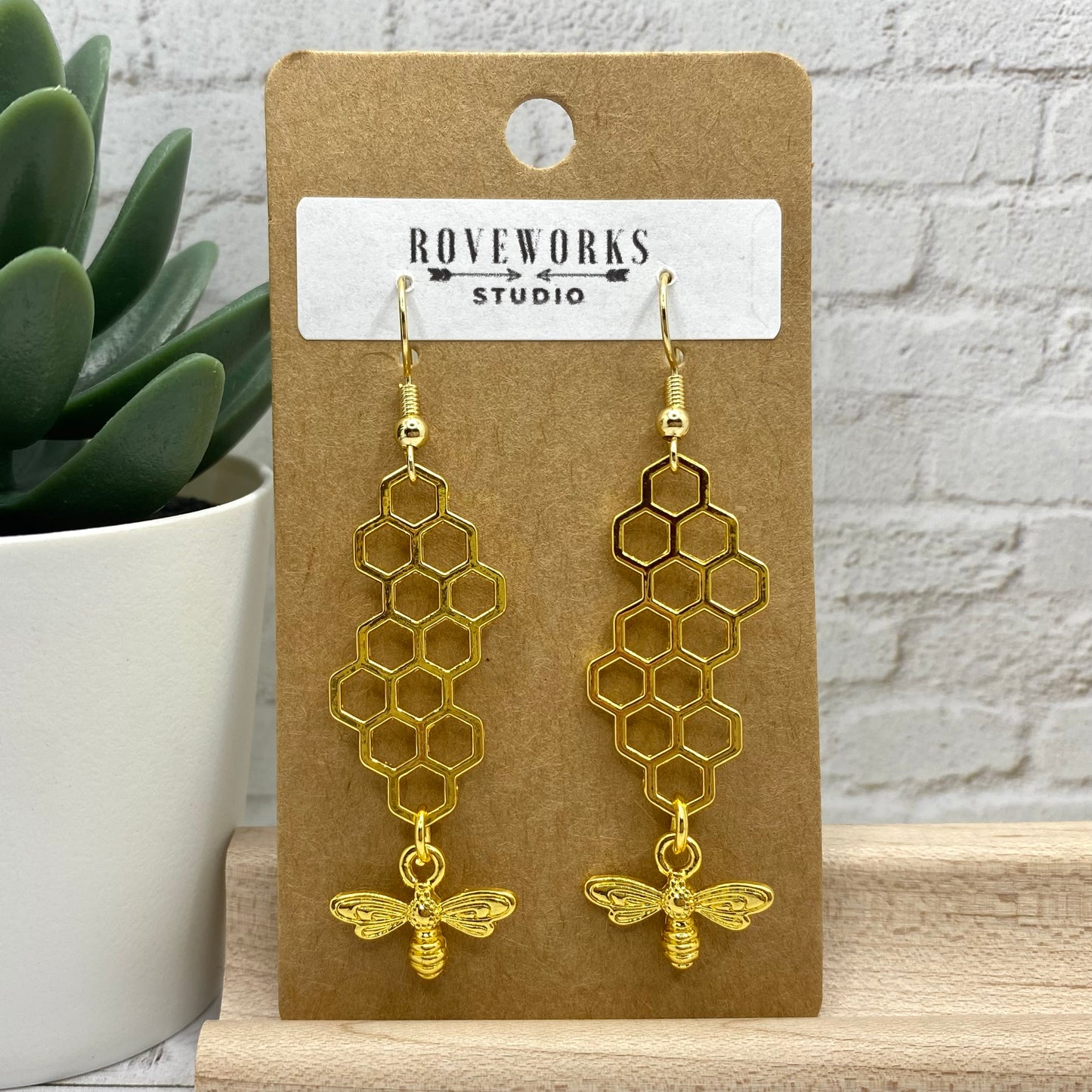 Long BEES and HONEYCOMBS Earrings